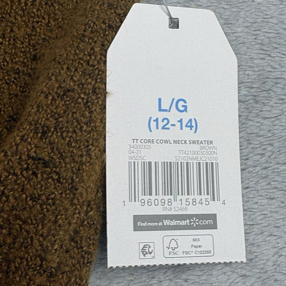 NWT Time and Tru Cowl Neck Sweater Womens L Brown Marled Oversized Cozy Soft - Picture 12 of 12